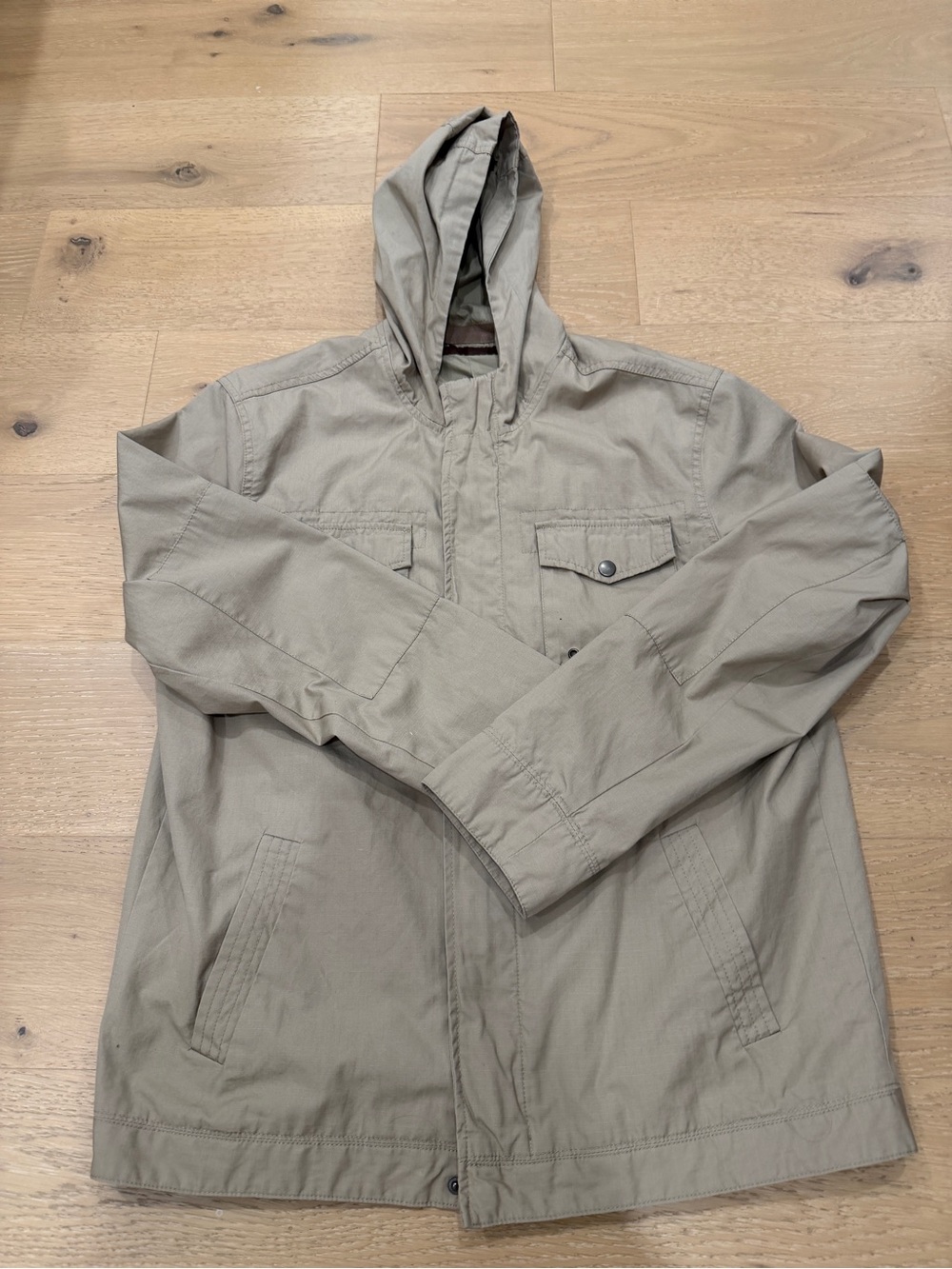 Perry Ellis Men's Hooded Field Jacket - Taupe Large